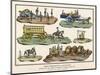 French Lead Toy Soldiers with Horses Carts Artillery and Other Equipment-null-Mounted Art Print