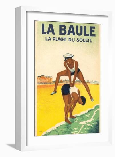 French Leap-Frog on the Beach-null-Framed Art Print