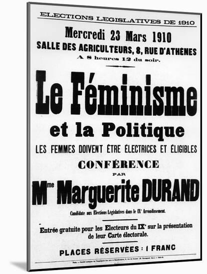 French Legislative Election Campaign Poster, Feminism and Politics-null-Mounted Giclee Print