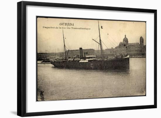 French Line, Cgt, Dampfschiff Oudjda Am Hafen-null-Framed Giclee Print