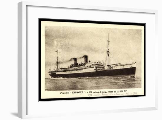 French Line Cgt, Paquebot Espagne, Dampfschiff-null-Framed Giclee Print