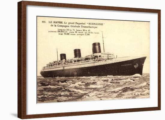 French Line, Cgt, Paquebot Normandie, Dampfschiff-null-Framed Giclee Print