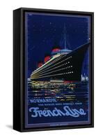 French Line Poster for the Ss Normandie Ocean Liner, 'the World's Most Perfect Ship'-null-Framed Stretched Canvas