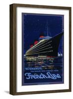 French Line Poster for the Ss Normandie Ocean Liner, 'the World's Most Perfect Ship'-null-Framed Photographic Print