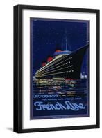 French Line Poster for the Ss Normandie Ocean Liner, 'the World's Most Perfect Ship'-null-Framed Photographic Print