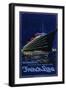 French Line Poster for the Ss Normandie Ocean Liner, 'the World's Most Perfect Ship'-null-Framed Photographic Print