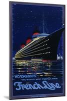 French Line Poster for the Ss Normandie Ocean Liner, 'the World's Most Perfect Ship'-null-Mounted Photographic Print