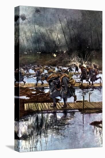 French Lst Infantry Corps Crossing of the Yser Canal, World War I, 4.45 Am, 31 July 1917-Francois Flameng-Stretched Canvas