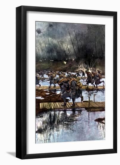 French Lst Infantry Corps Crossing of the Yser Canal, World War I, 4.45 Am, 31 July 1917-Francois Flameng-Framed Giclee Print