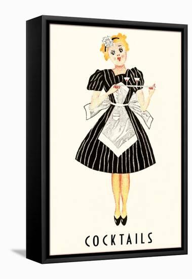 French Maid Serving Cocktails-null-Framed Stretched Canvas