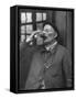 French Man Drinking a Glass of Wine-null-Framed Stretched Canvas