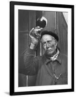 French Man Looking at How Clear the Wine Is-Thomas D^ Mcavoy-Framed Photographic Print