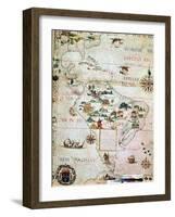 French Map of Central and South America, French, 1550-null-Framed Giclee Print