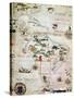 French Map of Central and South America, French, 1550-null-Stretched Canvas