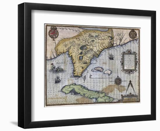 French Map Of Florida - Floridae Americae Provinciae 1564-Vintage Lavoie-Framed Giclee Print