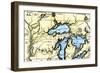 French Map of the Great Lakes and Upper Mississippi River Region, c.1700-null-Framed Giclee Print