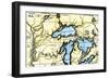 French Map of the Great Lakes and Upper Mississippi River Region, c.1700-null-Framed Giclee Print