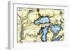 French Map of the Great Lakes and Upper Mississippi River Region, c.1700-null-Framed Giclee Print