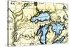 French Map of the Great Lakes and Upper Mississippi River Region, c.1700-null-Stretched Canvas