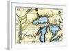 French Map of the Great Lakes and Upper Mississippi River Region, c.1700-null-Framed Giclee Print