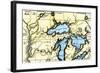 French Map of the Great Lakes and Upper Mississippi River Region, c.1700-null-Framed Giclee Print