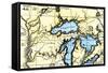 French Map of the Great Lakes and Upper Mississippi River Region, c.1700-null-Framed Stretched Canvas