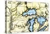 French Map of the Great Lakes and Upper Mississippi River Region, c.1700-null-Stretched Canvas