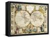 French Map Of The World 1755-Vintage Lavoie-Framed Stretched Canvas