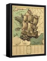 French Map-Vintage Apple Collection-Framed Stretched Canvas