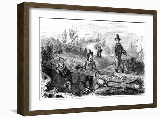 French Miners Working a Long Tom Sluice, California, 19th Century-Gustave Adolphe Chassevent-Bacques-Framed Giclee Print