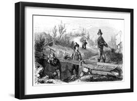 French Miners Working a Long Tom Sluice, California, 19th Century-Gustave Adolphe Chassevent-Bacques-Framed Giclee Print