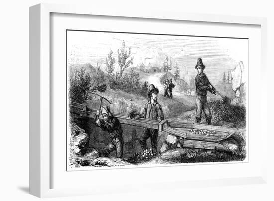 French Miners Working a Long Tom Sluice, California, 19th Century-Gustave Adolphe Chassevent-Bacques-Framed Giclee Print