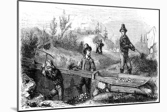 French Miners Working a Long Tom Sluice, California, 19th Century-Gustave Adolphe Chassevent-Bacques-Mounted Giclee Print