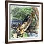 French Missionary and Fur Traders Carrying a Canoe at a Portage in North America-null-Framed Giclee Print