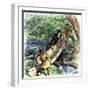 French Missionary and Fur Traders Carrying a Canoe at a Portage in North America-null-Framed Giclee Print