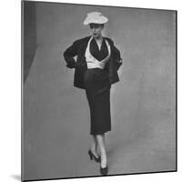 French Model Clad in Waistcoat with Box Jacket Outfit by Designer Christian Dior at Fashion Show-Gordon Parks-Mounted Photographic Print