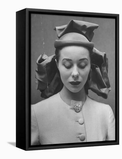 French Model Showing Off New Spring Hat Design-Gordon Parks-Framed Stretched Canvas