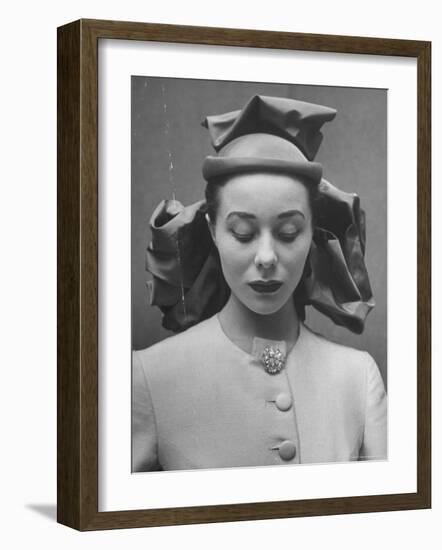 French Model Showing Off New Spring Hat Design-Gordon Parks-Framed Photographic Print