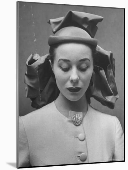 French Model Showing Off New Spring Hat Design-Gordon Parks-Mounted Photographic Print