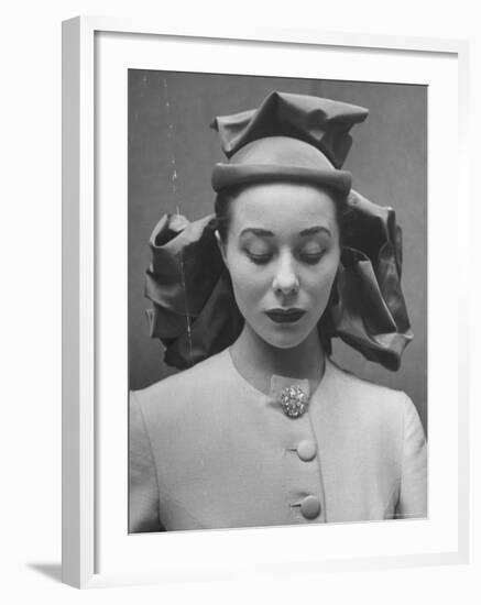 French Model Showing Off New Spring Hat Design-Gordon Parks-Framed Photographic Print