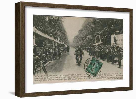 French Motorcycle Grand Prix, Fontainebleau, 22 June 1913. Lavanchy Winning-French Photographer-Framed Giclee Print