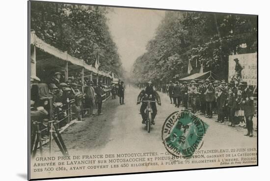 French Motorcycle Grand Prix, Fontainebleau, 22 June 1913. Lavanchy Winning-French Photographer-Mounted Giclee Print