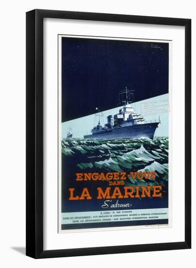 French Navy Recruitment Poster, C1930-1945-Roger Levasseur-Framed Giclee Print