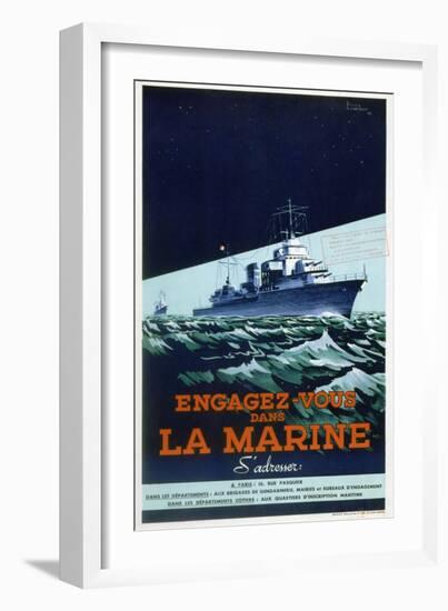 French Navy Recruitment Poster, C1930-1945-Roger Levasseur-Framed Giclee Print