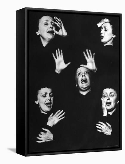 French Nightclub Singer Edith Piaf Singing During Her Performance at the Versailles Nightclub-Allan Grant-Framed Stretched Canvas