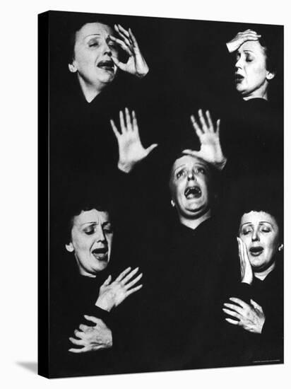 French Nightclub Singer Edith Piaf Singing During Her Performance at the Versailles Nightclub-Allan Grant-Stretched Canvas