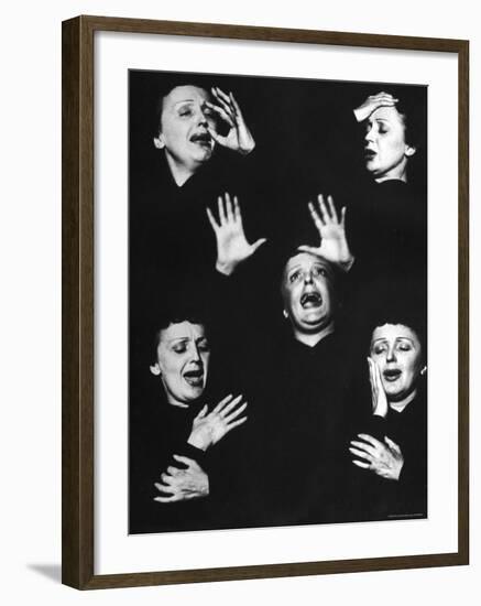 French Nightclub Singer Edith Piaf Singing During Her Performance at the Versailles Nightclub-Allan Grant-Framed Premium Photographic Print