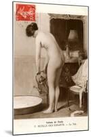 French Nude Filling Tub-null-Mounted Art Print