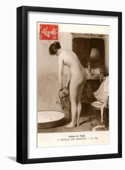 French Nude Filling Tub-null-Framed Art Print