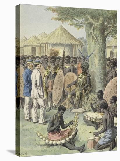 French Officers Received by an African Chief-null-Stretched Canvas